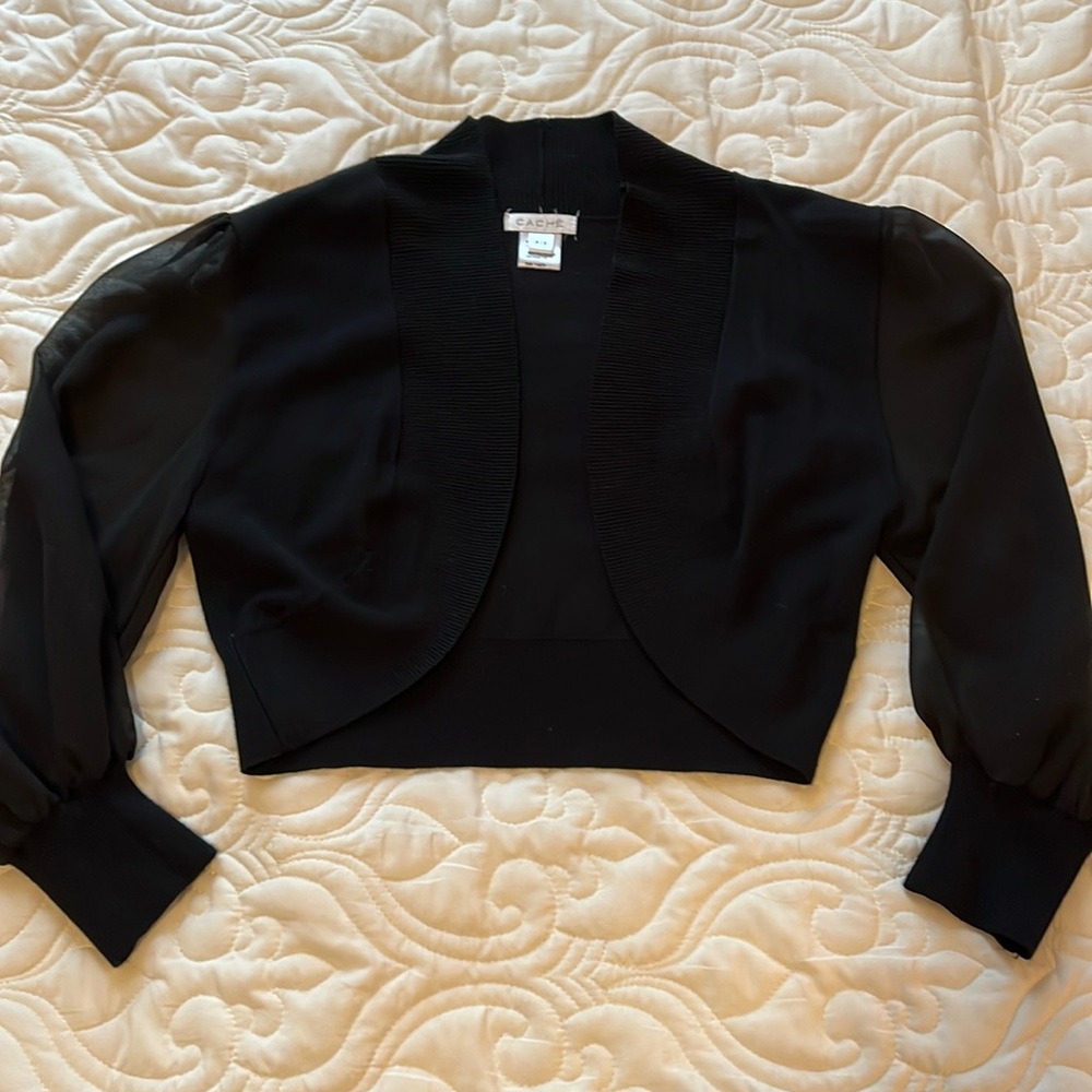 Women’s Cache, black knit bolero sweater. Petite small.
